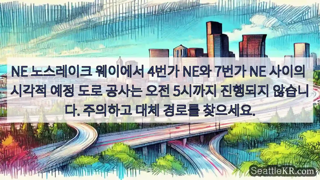 시애틀 교통뉴스 NE 노스레이크 웨이에서 4번가 NE와 7번가 NE 사이의