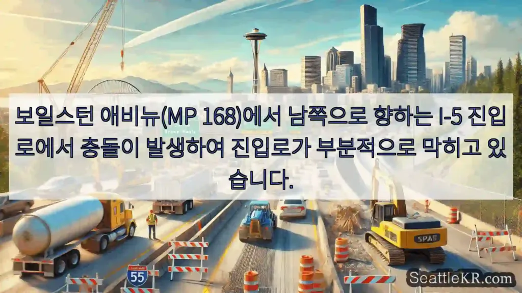 시애틀 교통뉴스 보일스턴 애비뉴(MP 168)에서 남쪽으로 향하는 I-5