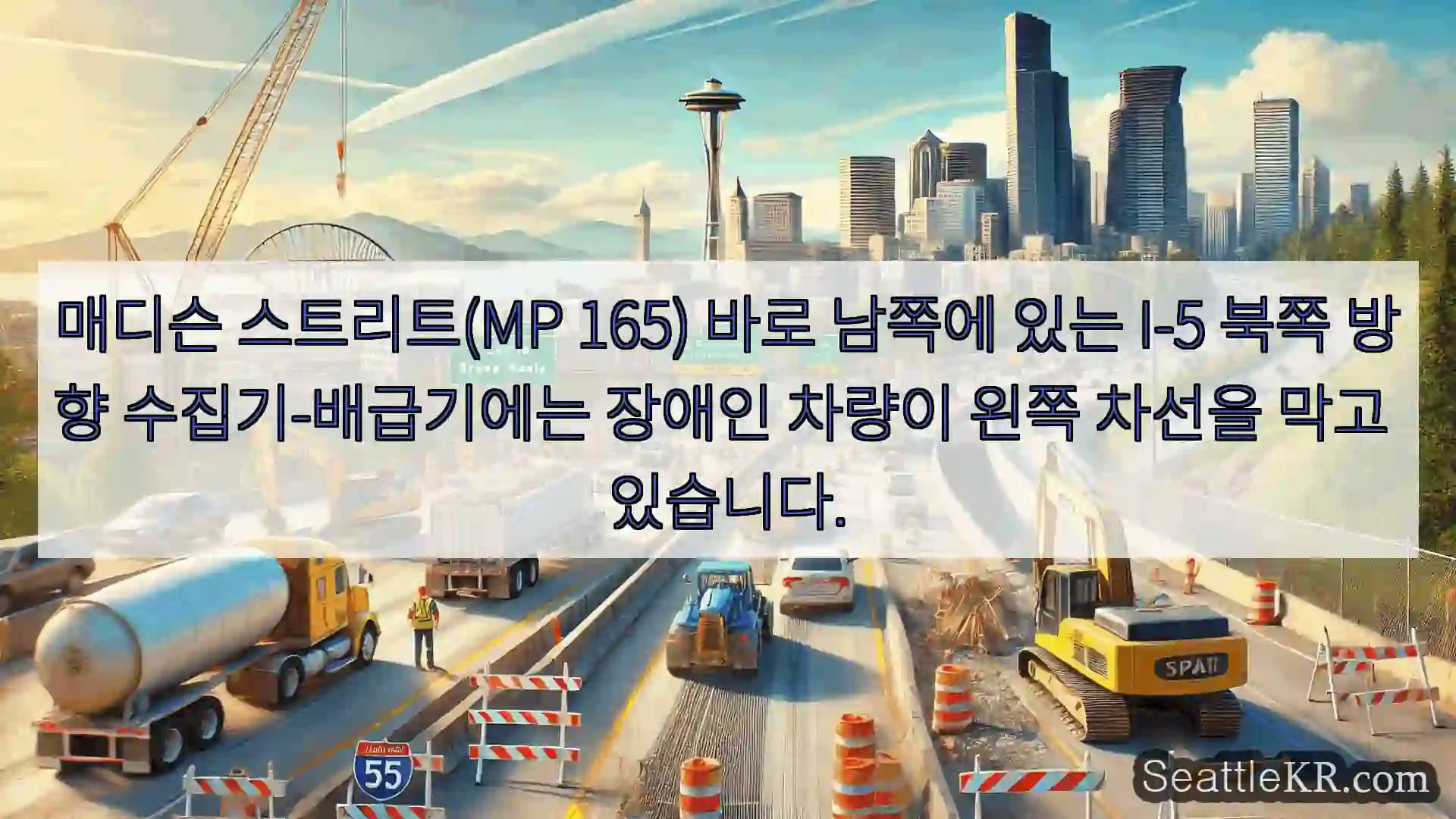 시애틀 교통뉴스 매디슨 스트리트(MP 165) 바로 남쪽에 있는 I-5 북쪽