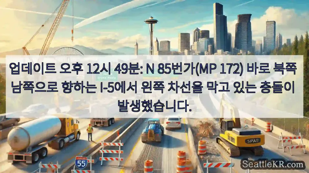 시애틀 교통뉴스 업데이트 오후 12시 49분: N 85번가(MP 172) 바로