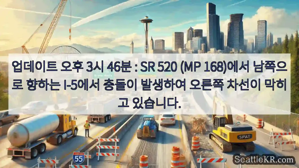 시애틀 교통뉴스 업데이트 오후 3시 46분 : SR 520 (MP 168)에서