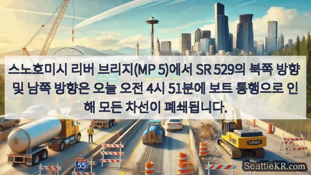 시애틀 교통뉴스 스노호미시 리버 브리지(MP 5)에서 SR 529의 북쪽 방향