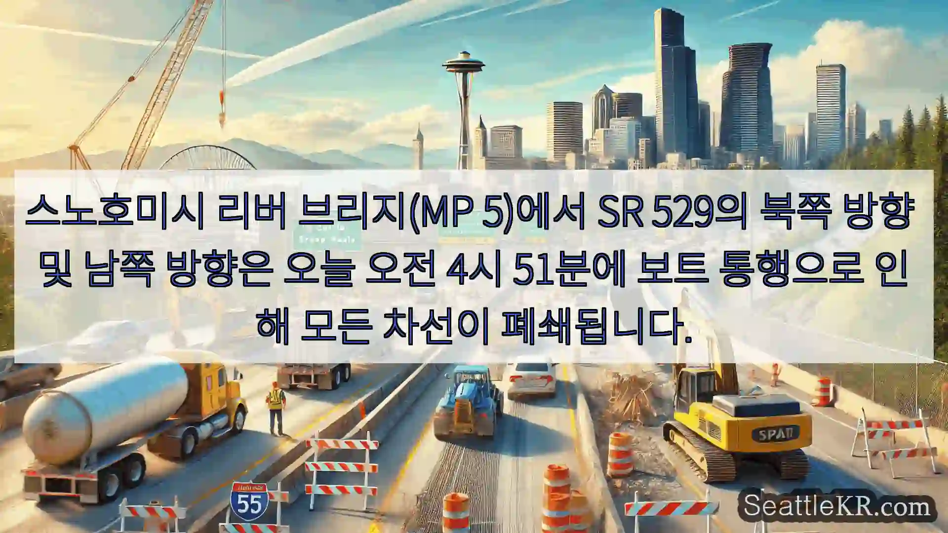 시애틀 교통뉴스 스노호미시 리버 브리지(MP 5)에서 SR 529의 북쪽 방향