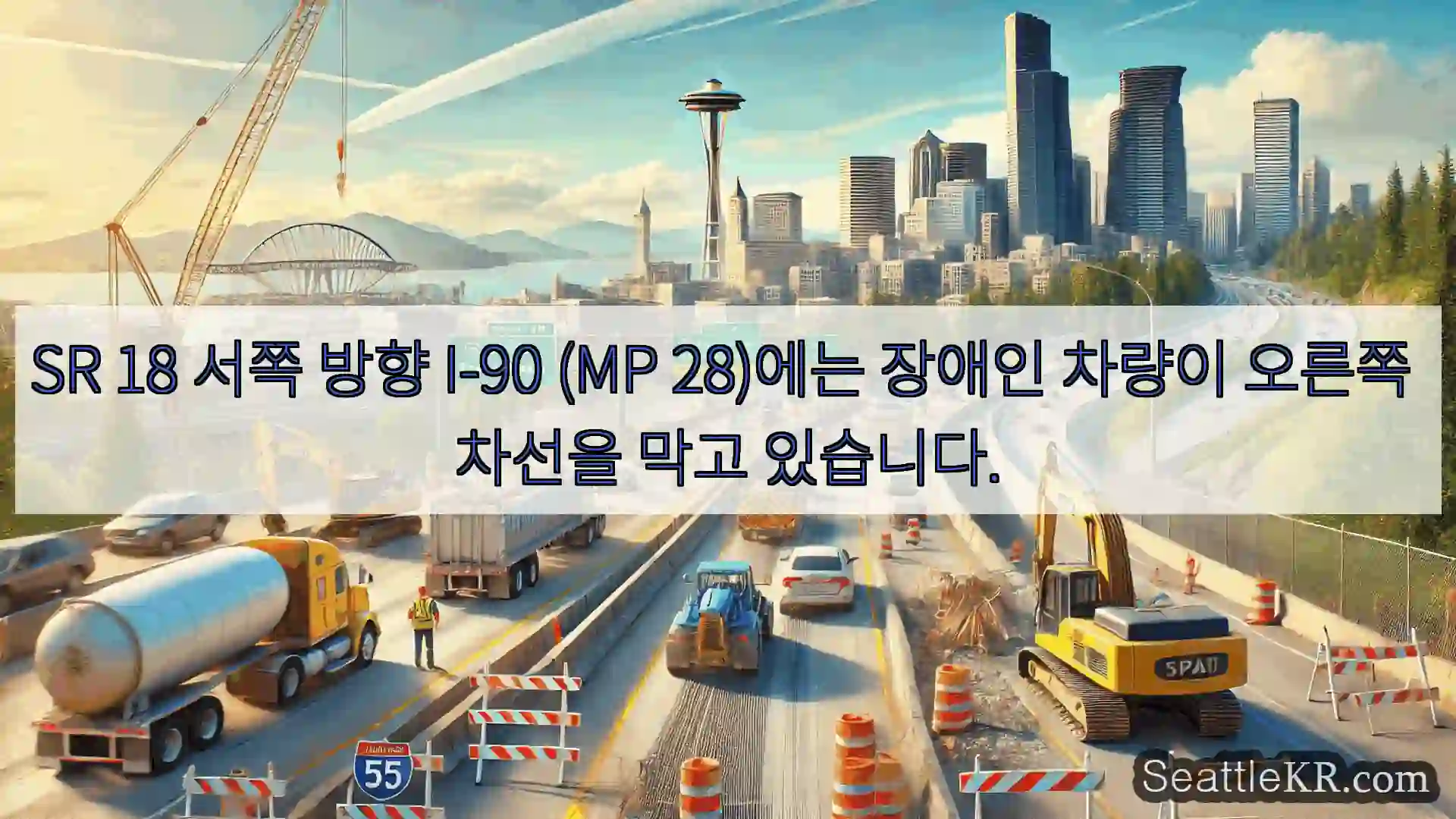 시애틀 교통뉴스 SR 18 서쪽 방향 I-90 (MP 28)에는 장애인 차량이