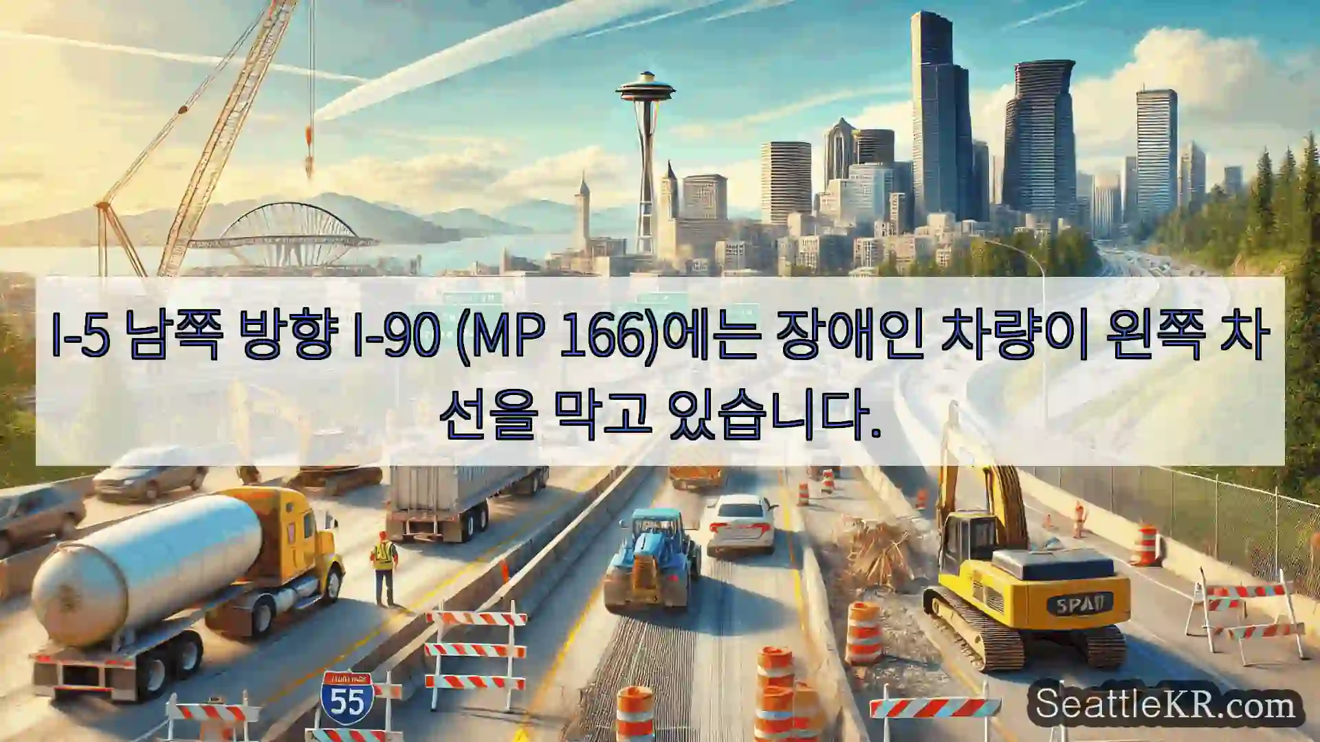 시애틀 교통뉴스 I-5 남쪽 방향 I-90 (MP 166)에는 장애인 차량이