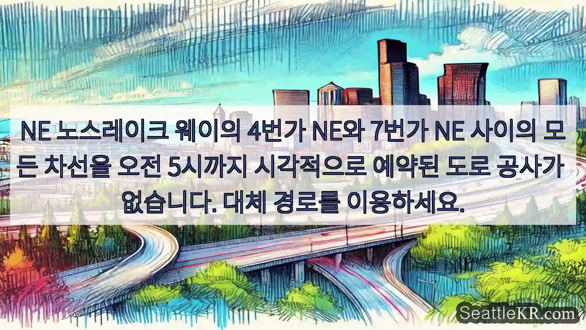 시애틀 교통뉴스 NE 노스레이크 웨이의 4번가 NE와 7번가 NE 사이의 모든