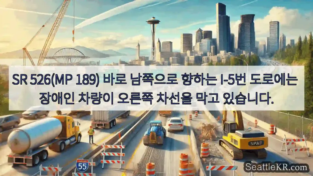 시애틀 교통뉴스 SR 526(MP 189) 바로 남쪽으로 향하는 I-5번