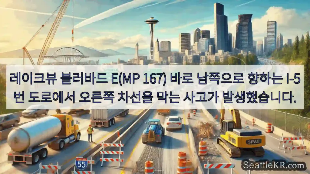 시애틀 교통뉴스 레이크뷰 블러바드 E(MP 167) 바로 남쪽으로 향하는