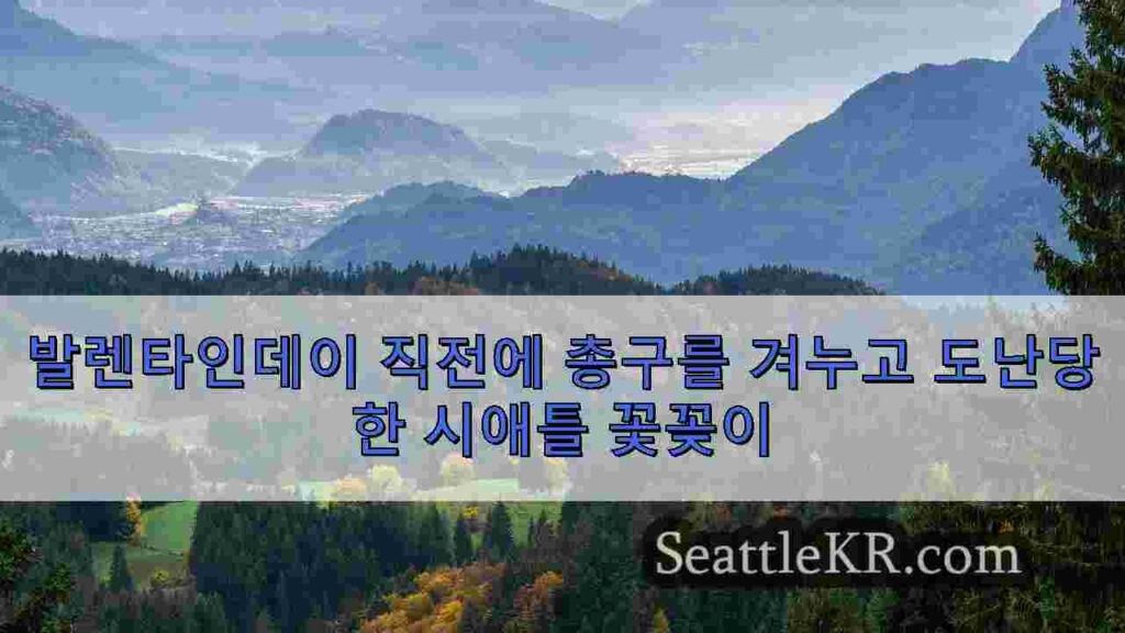 발렌타인데이 직전에 총구를 겨누고 도난당한 시애틀 꽃꽂이