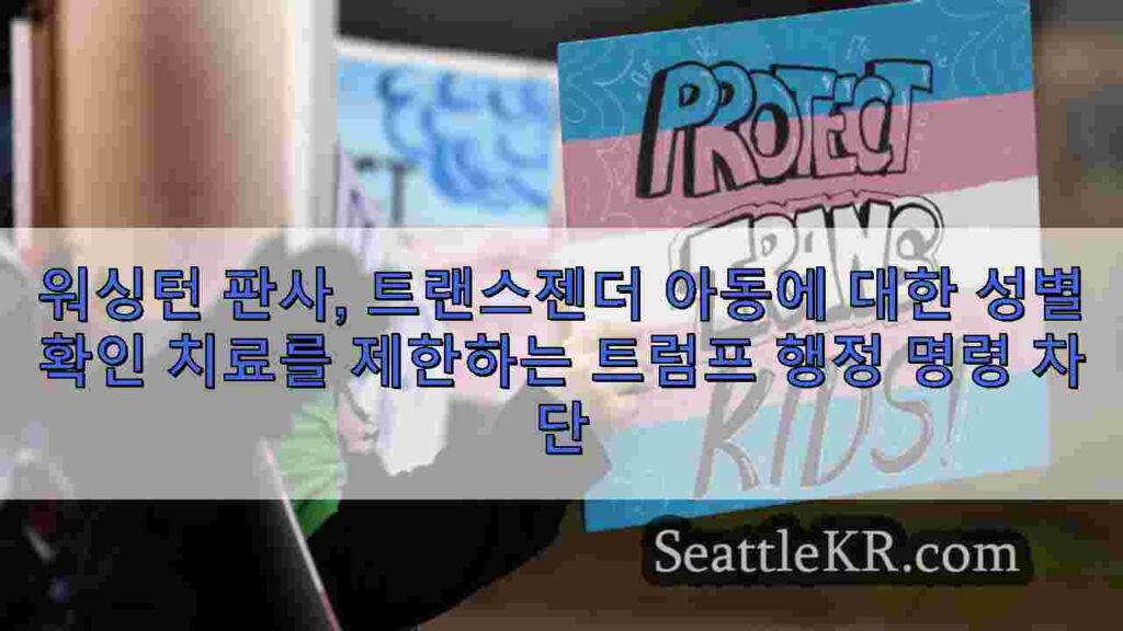 워싱턴 판사, 트랜스젠더 아동에 대한 성별 확인 치료를 제한하는 트럼프