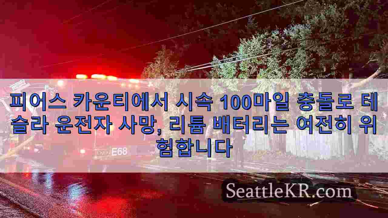 피어스 카운티에서 시속 100마일 충돌로 테슬라 운전자 사망, 리튬