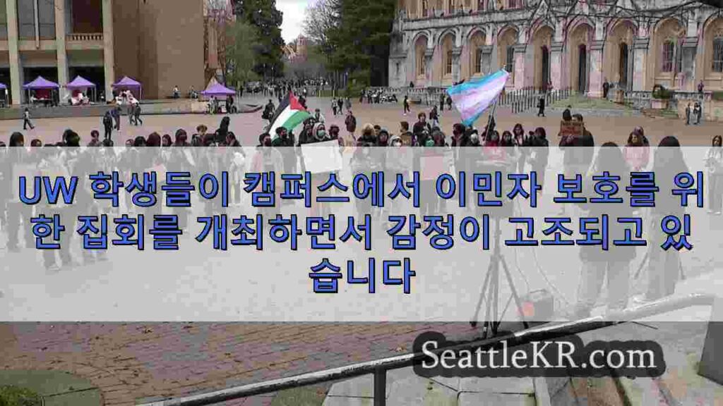 UW 학생들이 캠퍼스에서 이민자 보호를 위한 집회를 개최하면서 감정이
