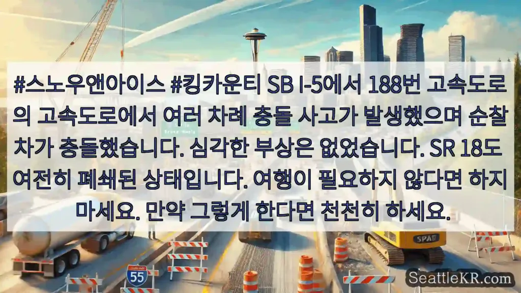 시애틀 교통뉴스 #스노우앤아이스 #킹카운티 SB I-5에서 188번 고속도로의