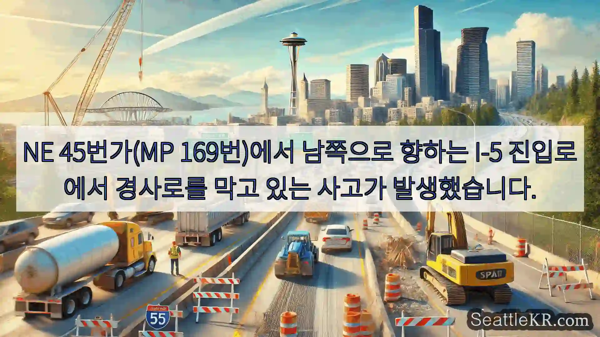 시애틀 교통뉴스 NE 45번가(MP 169번)에서 남쪽으로 향하는 I-5