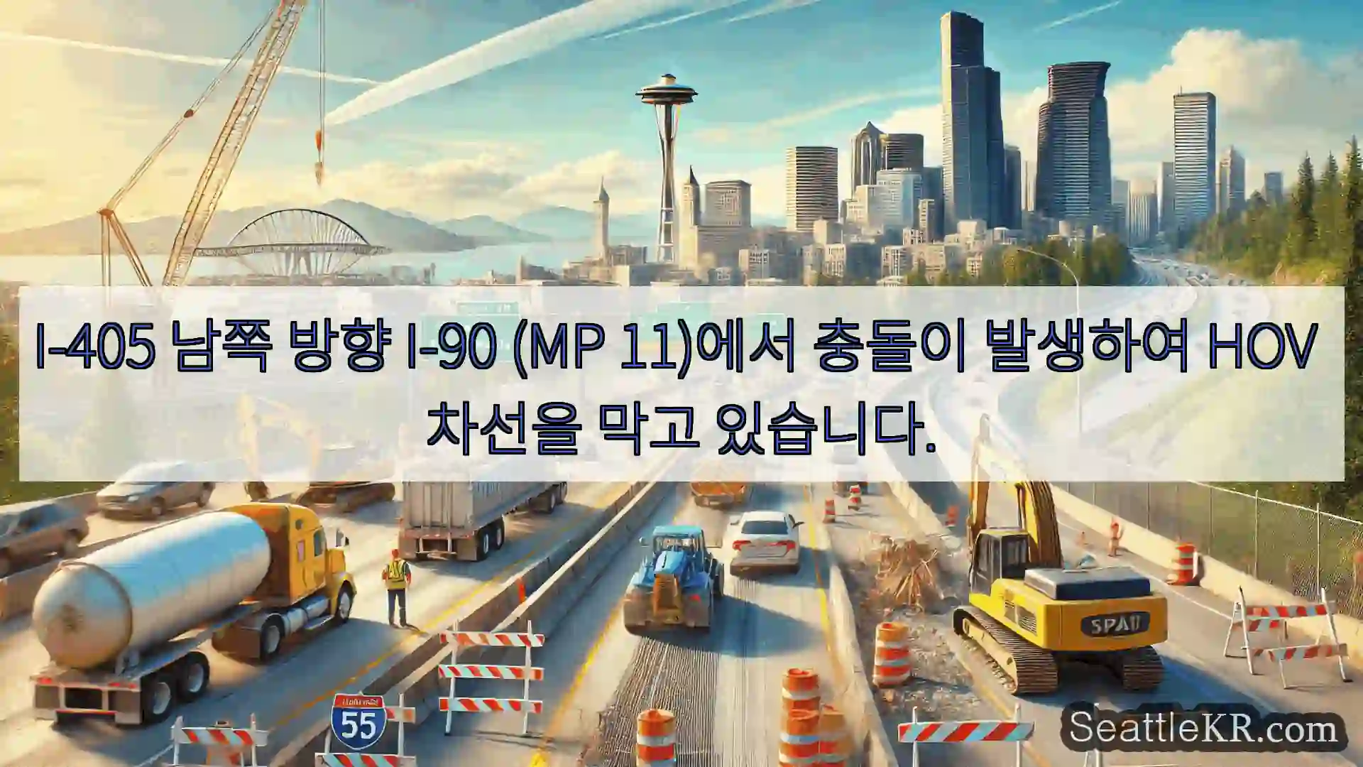 시애틀 교통뉴스 I-405 남쪽 방향 I-90 (MP 11)에서 충돌이