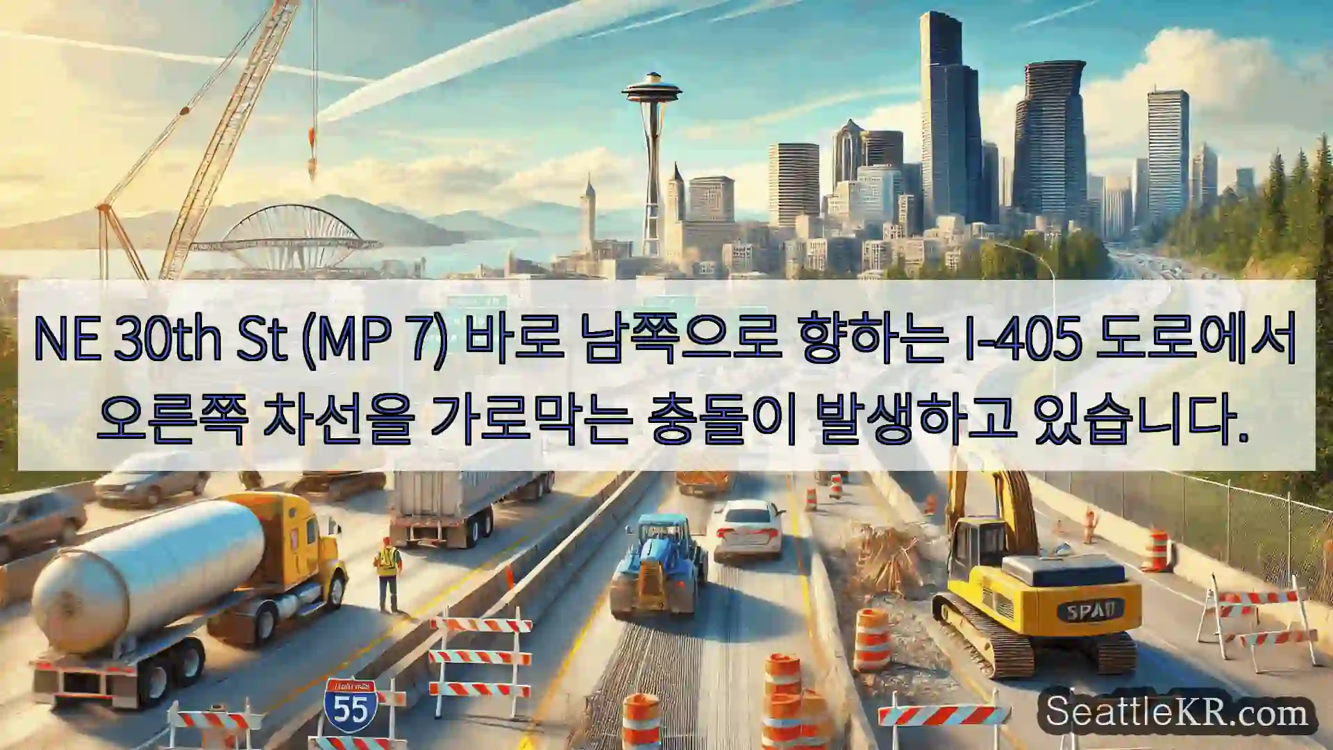 시애틀 교통뉴스 NE 30th St (MP 7) 바로 남쪽으로 향하는