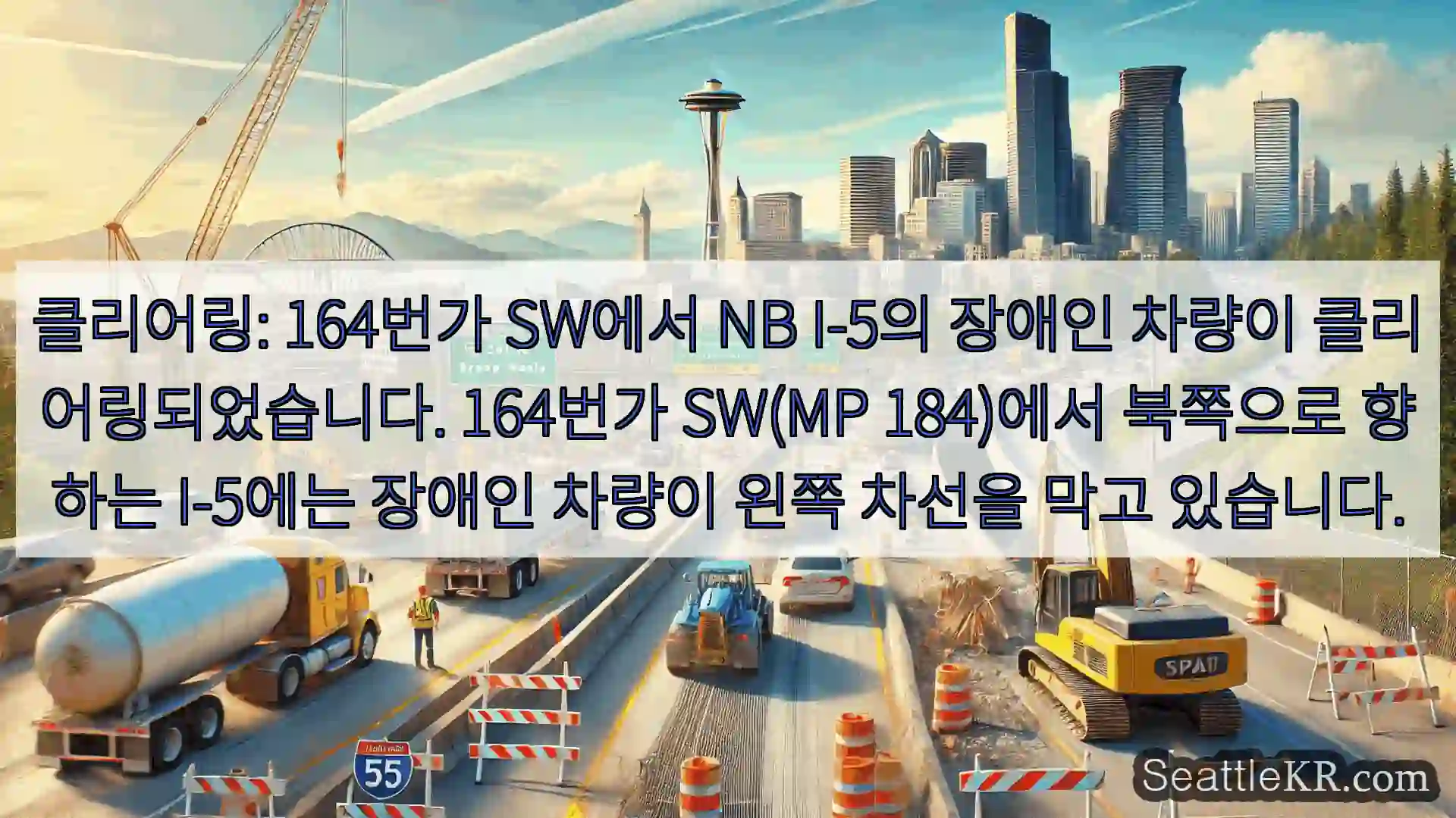 시애틀 교통뉴스 클리어링: 164번가 SW에서 NB I-5의 장애인 차량이