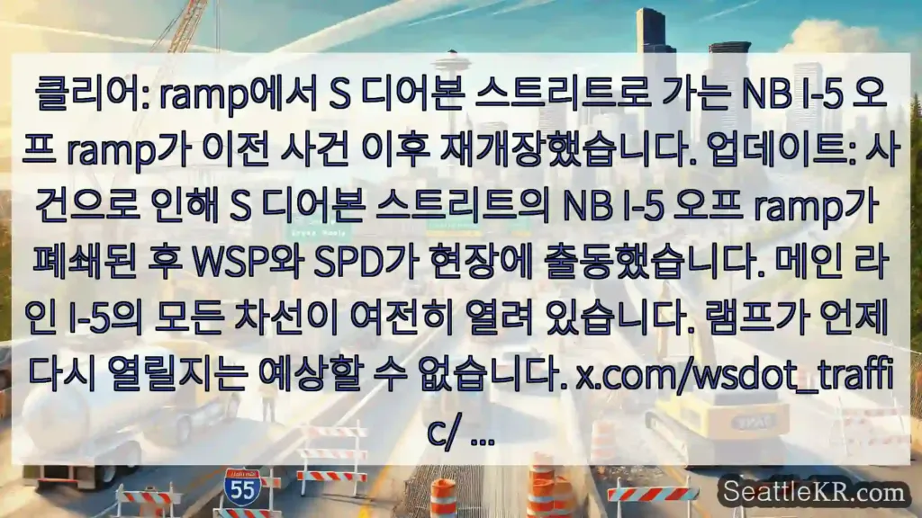 시애틀 교통뉴스 클리어: ramp에서 S 디어본 스트리트로 가는 NB I-5