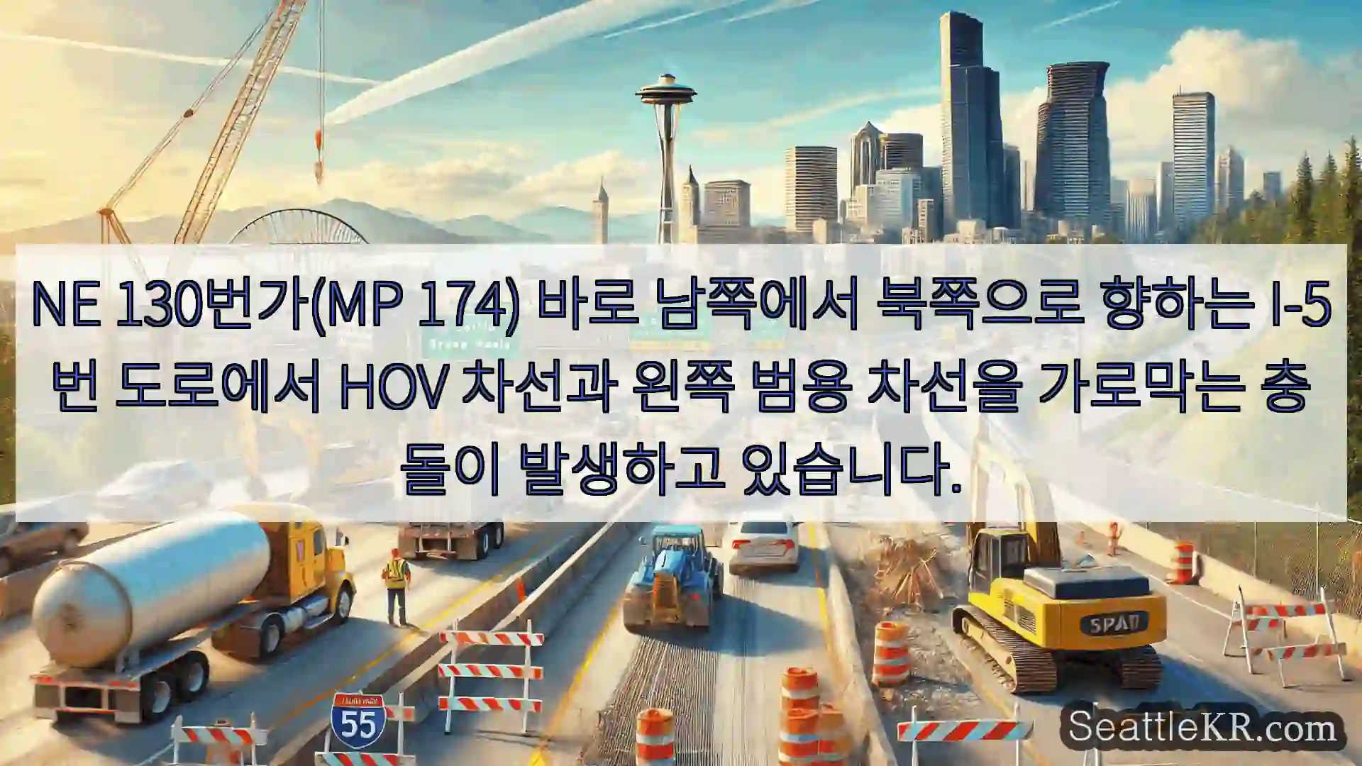 시애틀 교통뉴스 NE 130번가(MP 174) 바로 남쪽에서 북쪽으로 향하는