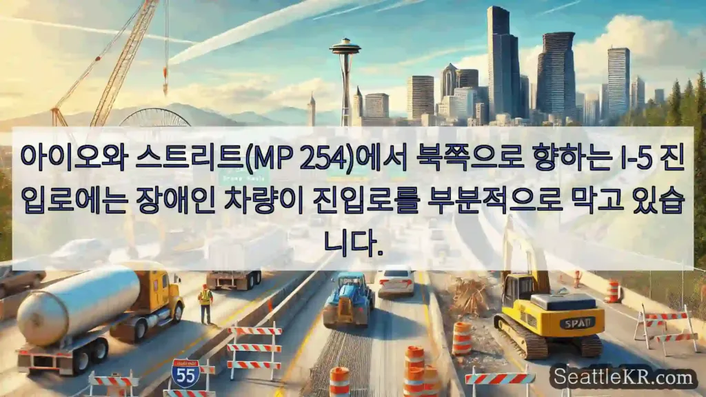 시애틀 교통뉴스 아이오와 스트리트(MP 254)에서 북쪽으로 향하는 I-5