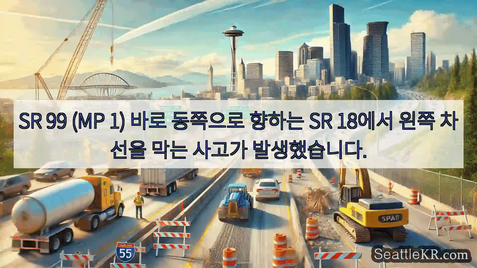 시애틀 교통뉴스 SR 99 (MP 1) 바로 동쪽으로 향하는 SR 18에서