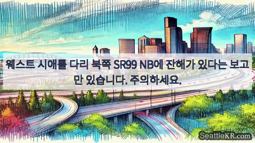 시애틀 교통뉴스 웨스트 시애틀 다리 북쪽 SR99 NB에 잔해가 있다는 보고만