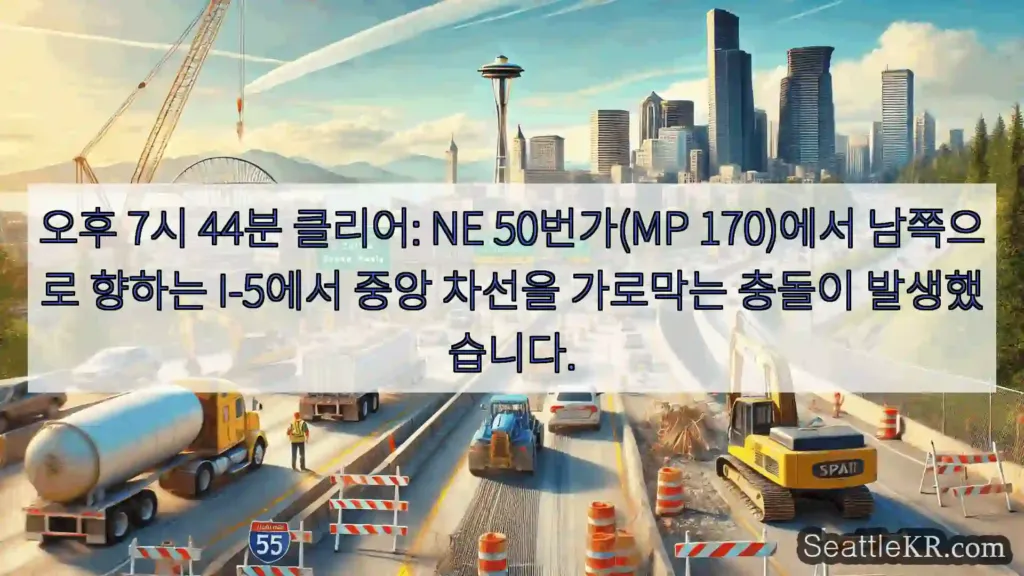 오후 7시 44분 클리어: NE 50번가(MP 170)에서 남쪽으로 향하는 I-5에서