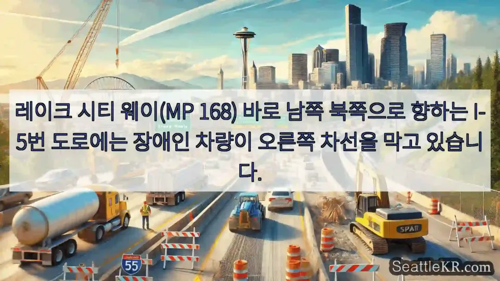 레이크 시티 웨이(MP 168) 바로 남쪽 북쪽으로 향하는 I-5번 도로에는 장애인