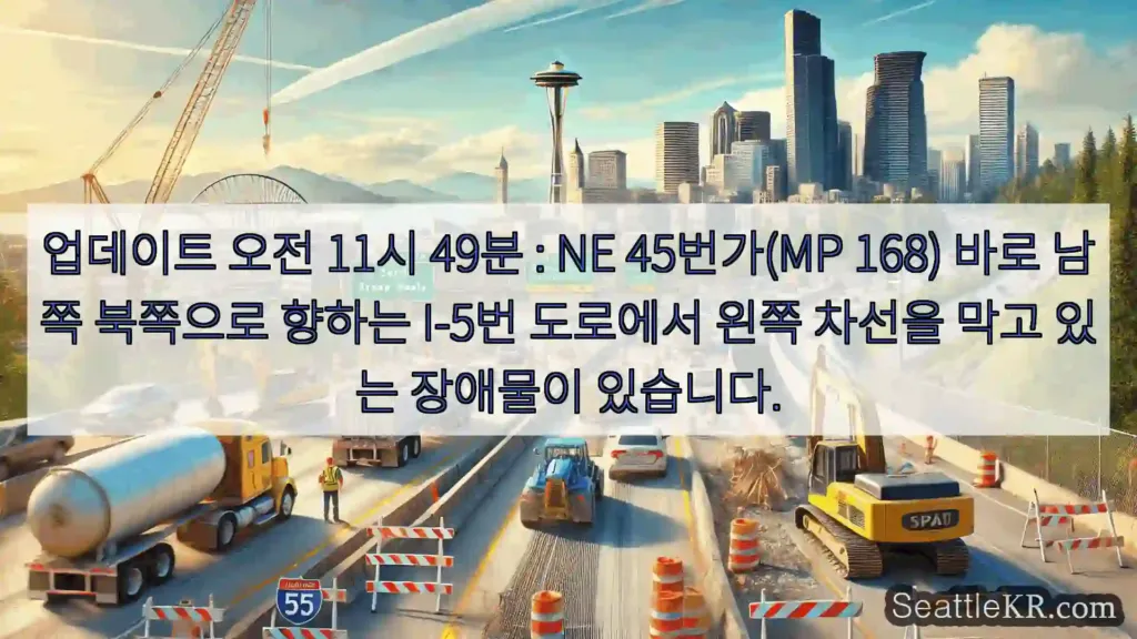 업데이트 오전 11시 49분 : NE 45번가(MP 168) 바로 남쪽 북쪽으로 향하는