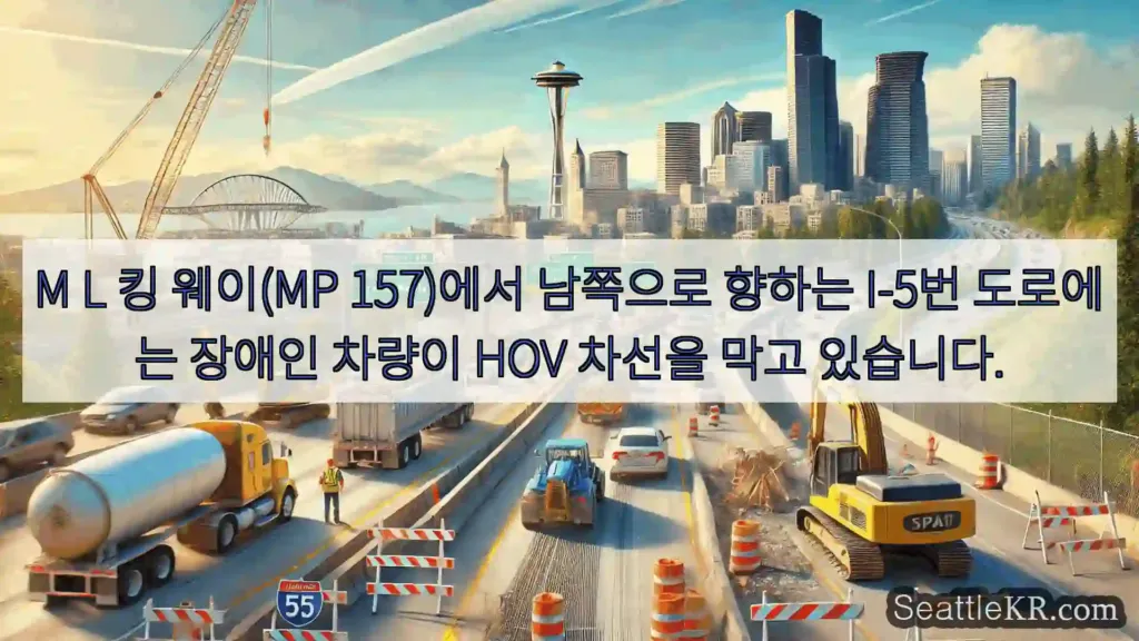 M L 킹 웨이(MP 157)에서 남쪽으로 향하는 I-5번 도로에는 장애인 차량이 HOV