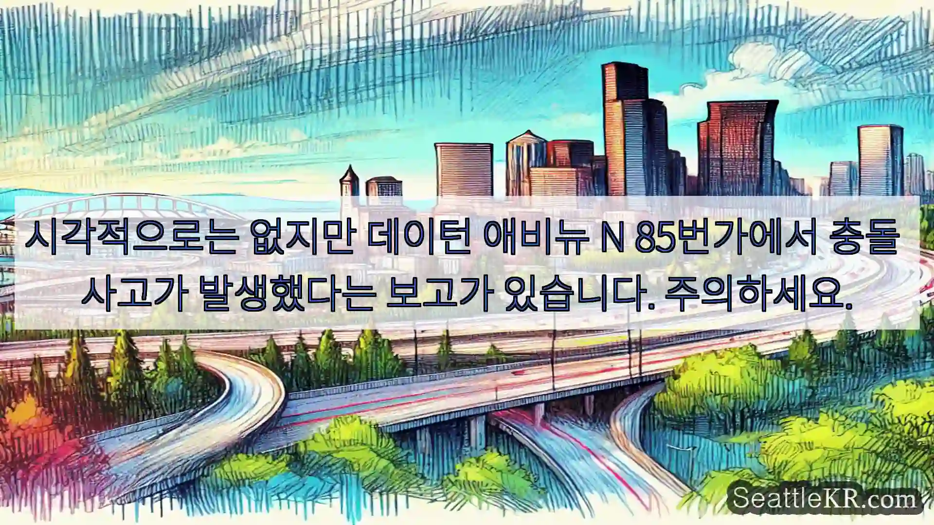 시각적으로는 없지만 데이턴 애비뉴 N 85번가에서 충돌 사고가 발생했다는 보고가