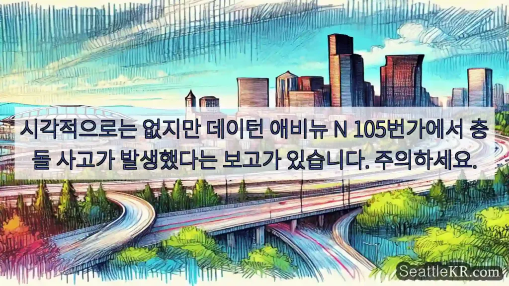 시각적으로는 없지만 데이턴 애비뉴 N 105번가에서 충돌 사고가 발생했다는 보고가