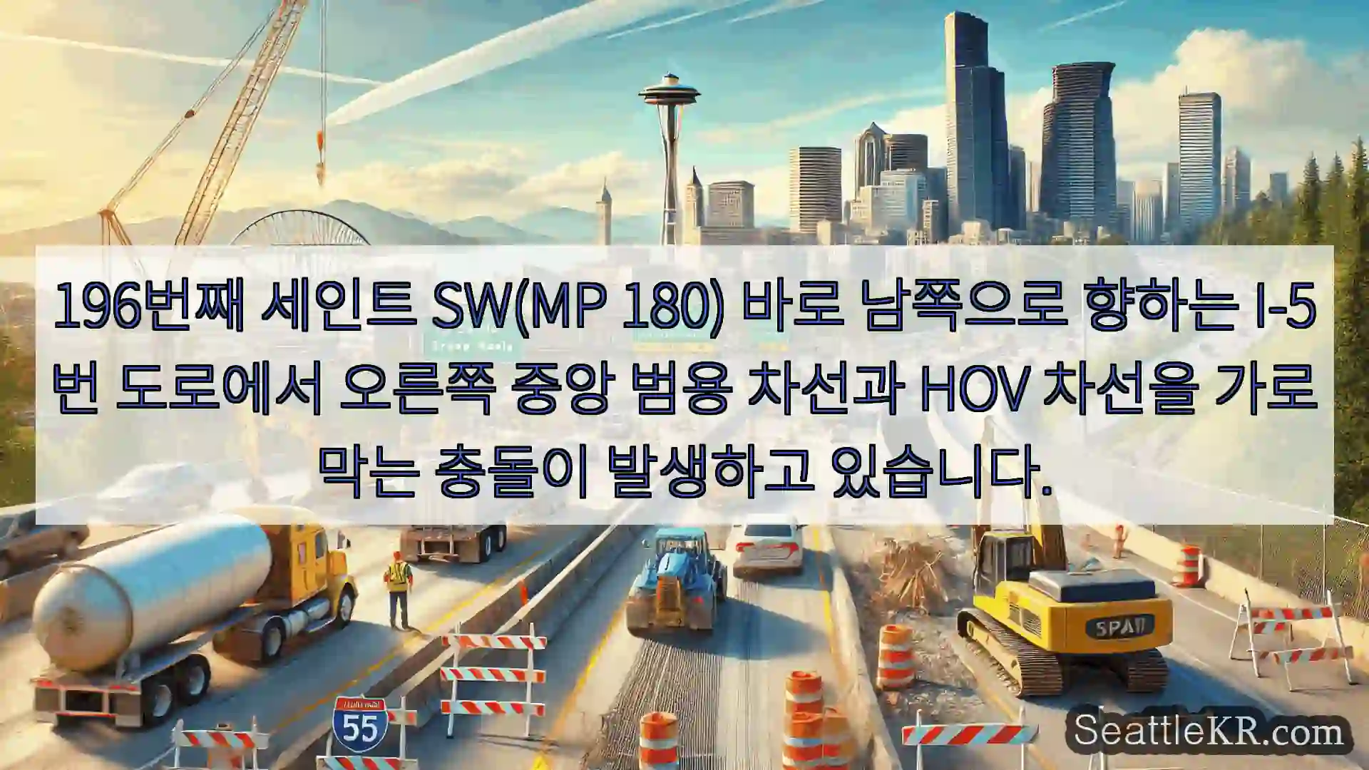 196번째 세인트 SW(MP 180) 바로 남쪽으로 향하는 I-5번 도로에서 오른쪽 중앙