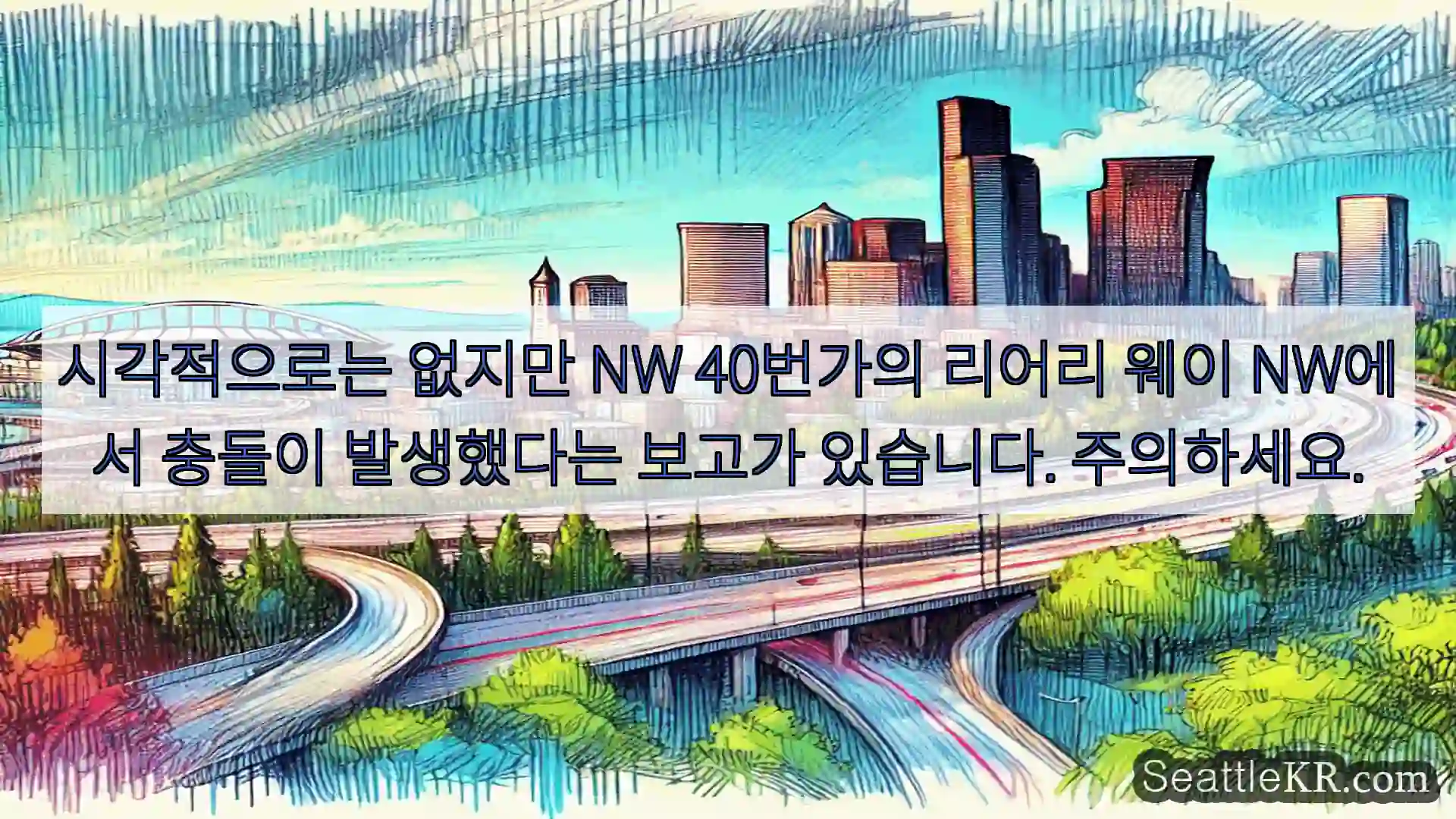 시각적으로는 없지만 NW 40번가의 리어리 웨이 NW에서 충돌이 발생했다는 보고가