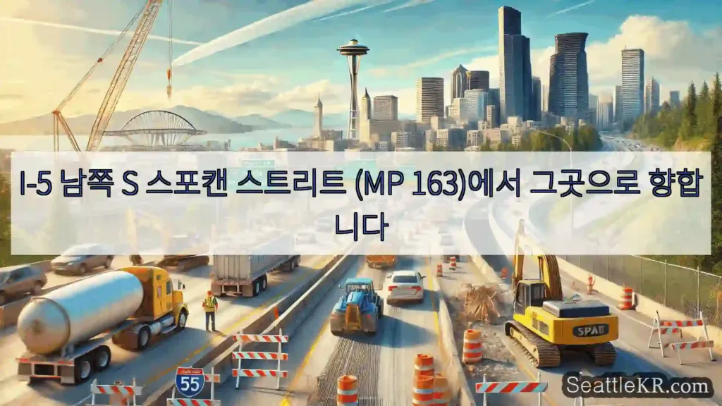 I-5 남쪽 S 스포캔 스트리트 (MP 163)에서 그곳으로 향합니다