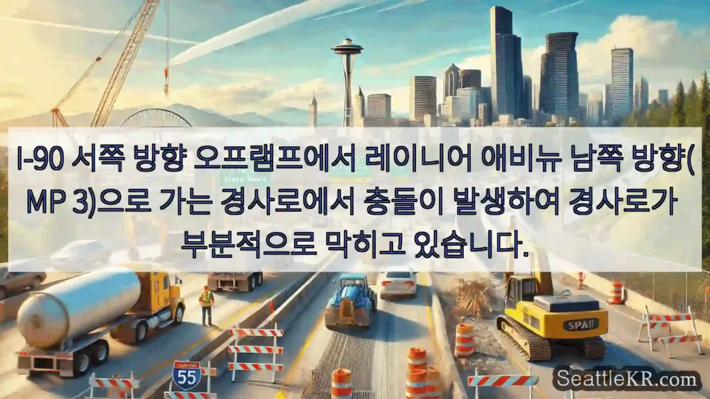 I-90 서쪽 방향 오프램프에서 레이니어 애비뉴 남쪽 방향(MP 3)으로 가는 경사로에서