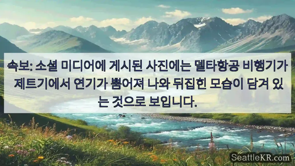 속보: 소셜 미디어에 게시된 사진에는 델타항공 비행기가 제트기에서 연기가 뿜어져 나와