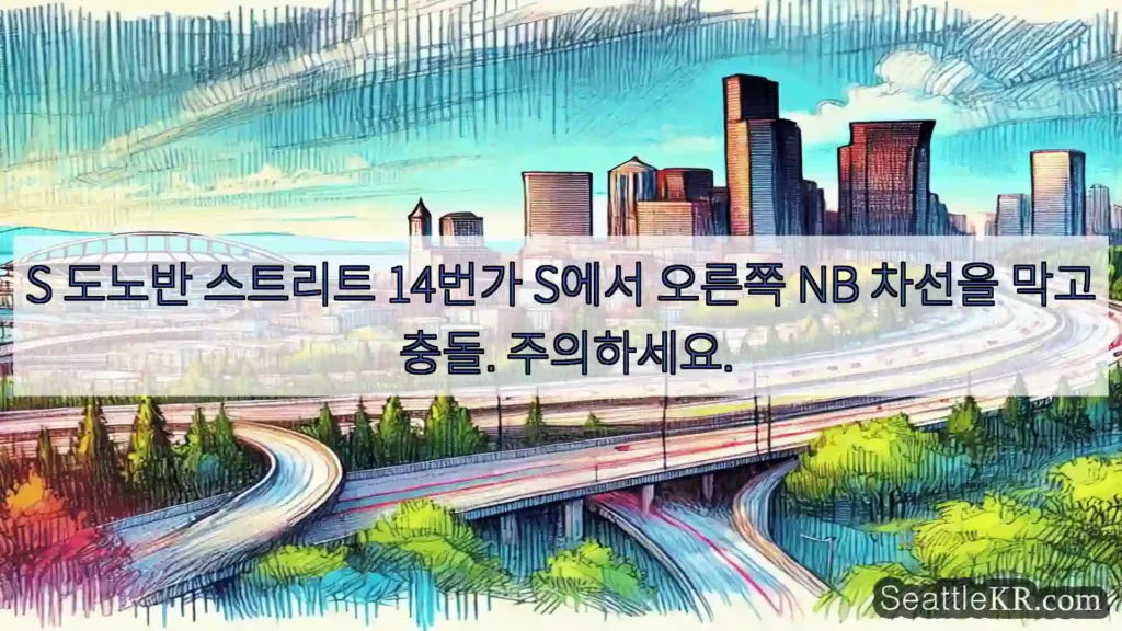S 도노반 스트리트 14번가 S에서 오른쪽 NB 차선을 막고 충돌. 주의하세요.