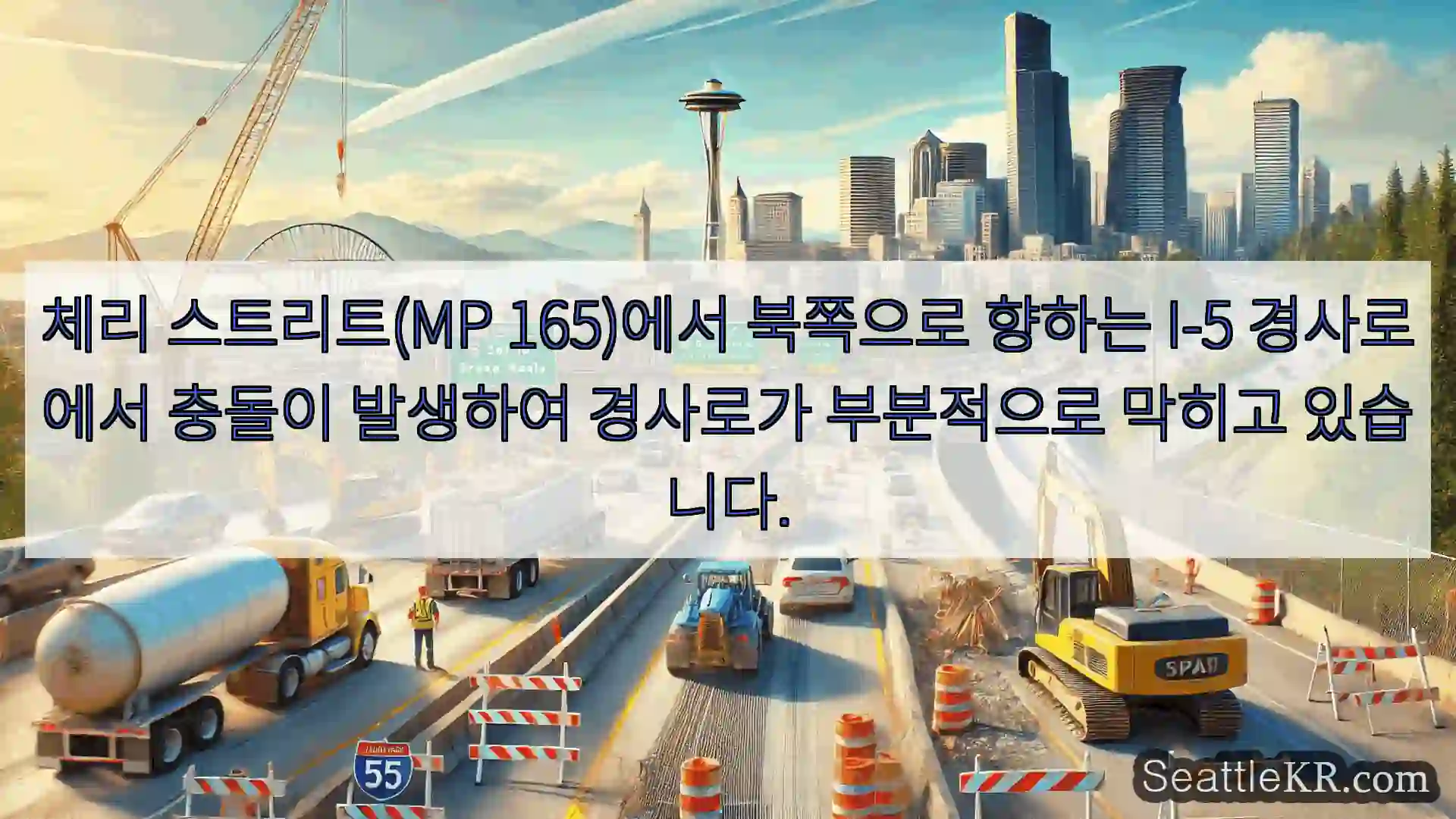 체리 스트리트(MP 165)에서 북쪽으로 향하는 I-5 경사로에서 충돌이 발생하여