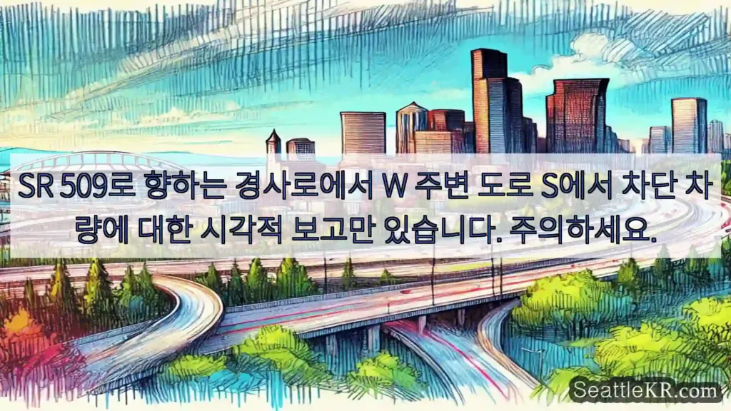 SR 509로 향하는 경사로에서 W 주변 도로 S에서 차단 차량에 대한 시각적 보고만