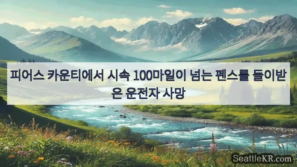 피어스 카운티에서 시속 100마일이 넘는 펜스를 들이받은 운전자 사망