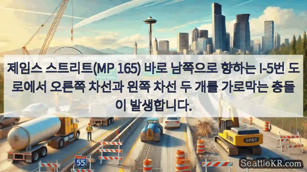 제임스 스트리트(MP 165) 바로 남쪽으로 향하는 I-5번 도로에서 오른쪽 차선과 왼쪽