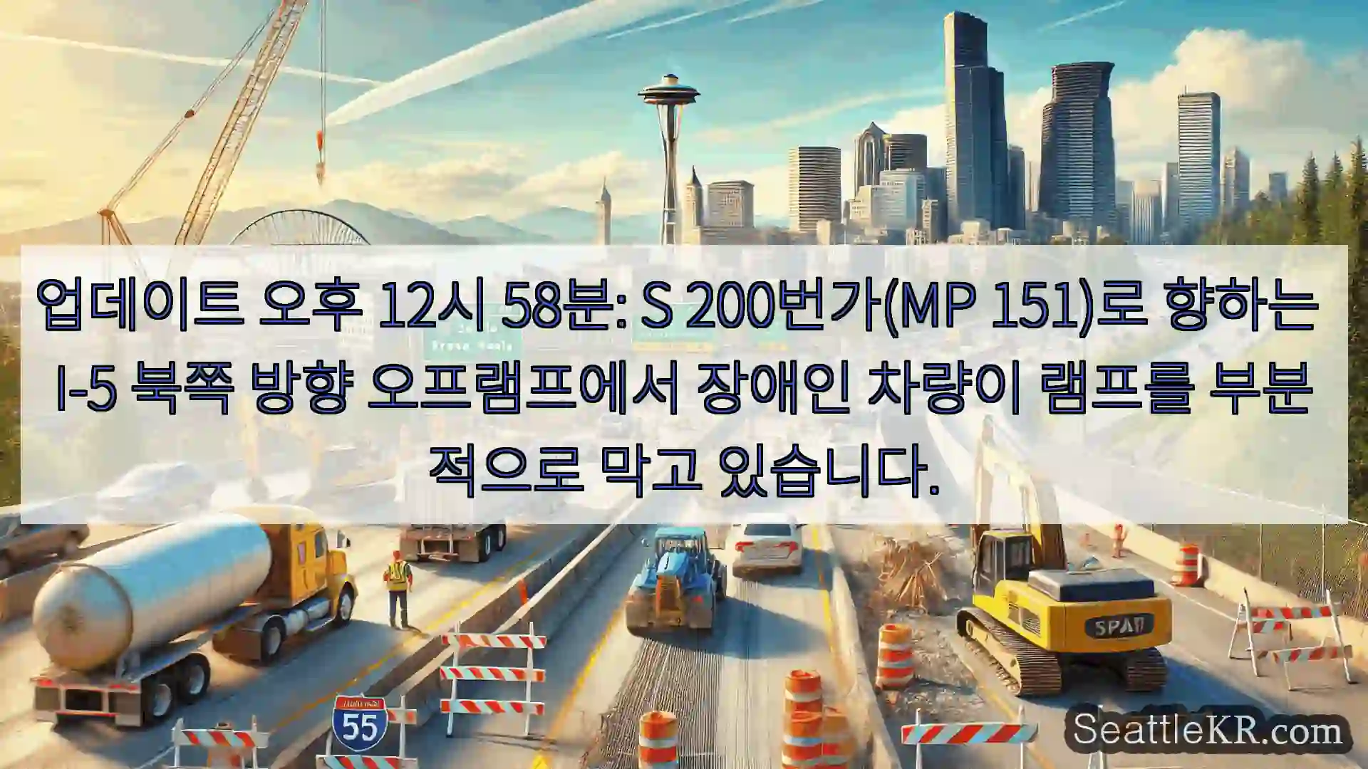 업데이트 오후 12시 58분: S 200번가(MP 151)로 향하는 I-5 북쪽 방향