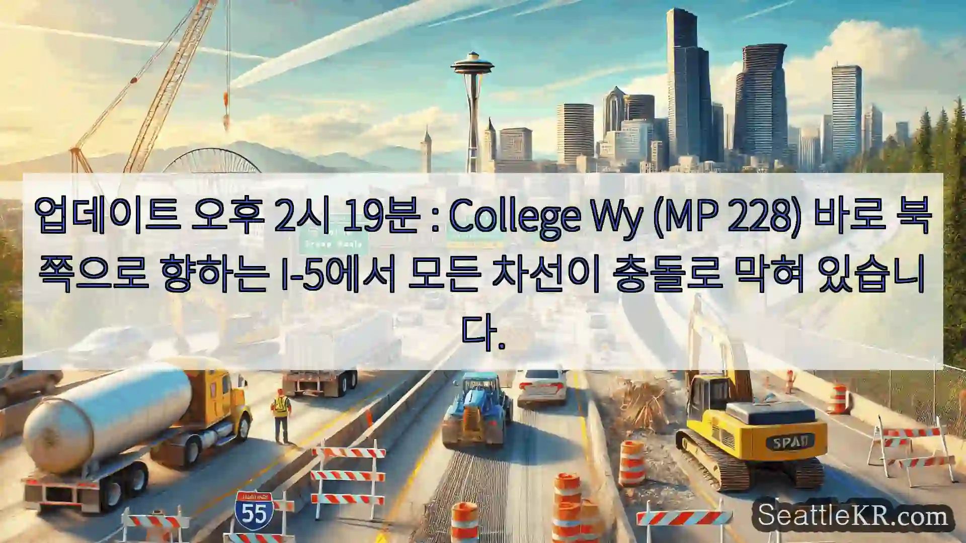 업데이트 오후 2시 19분 : College Wy (MP 228) 바로 북쪽으로 향하는