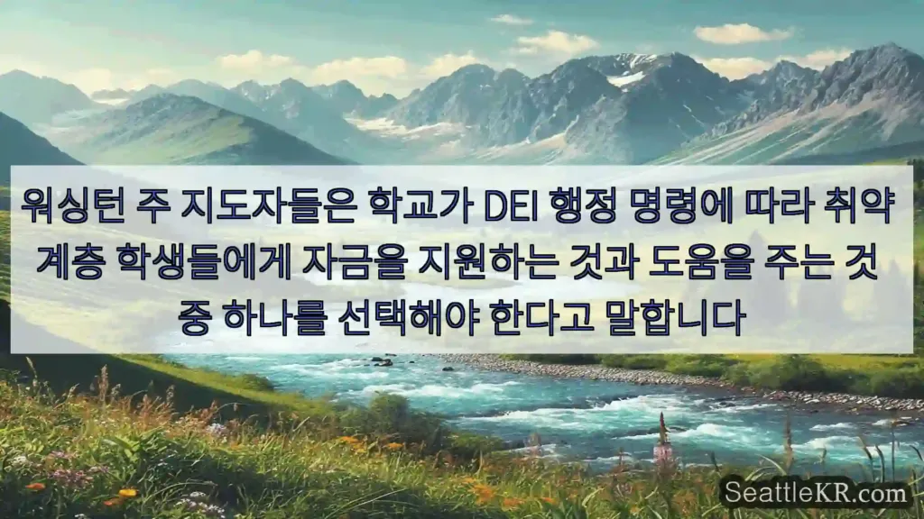 워싱턴 주 지도자들은 학교가 DEI 행정 명령에 따라 취약 계층 학생들에게 자금을