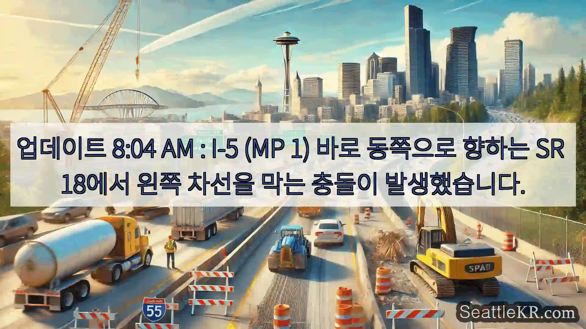 업데이트 8:04 AM : I-5 (MP 1) 바로 동쪽으로 향하는 SR 18에서 왼쪽