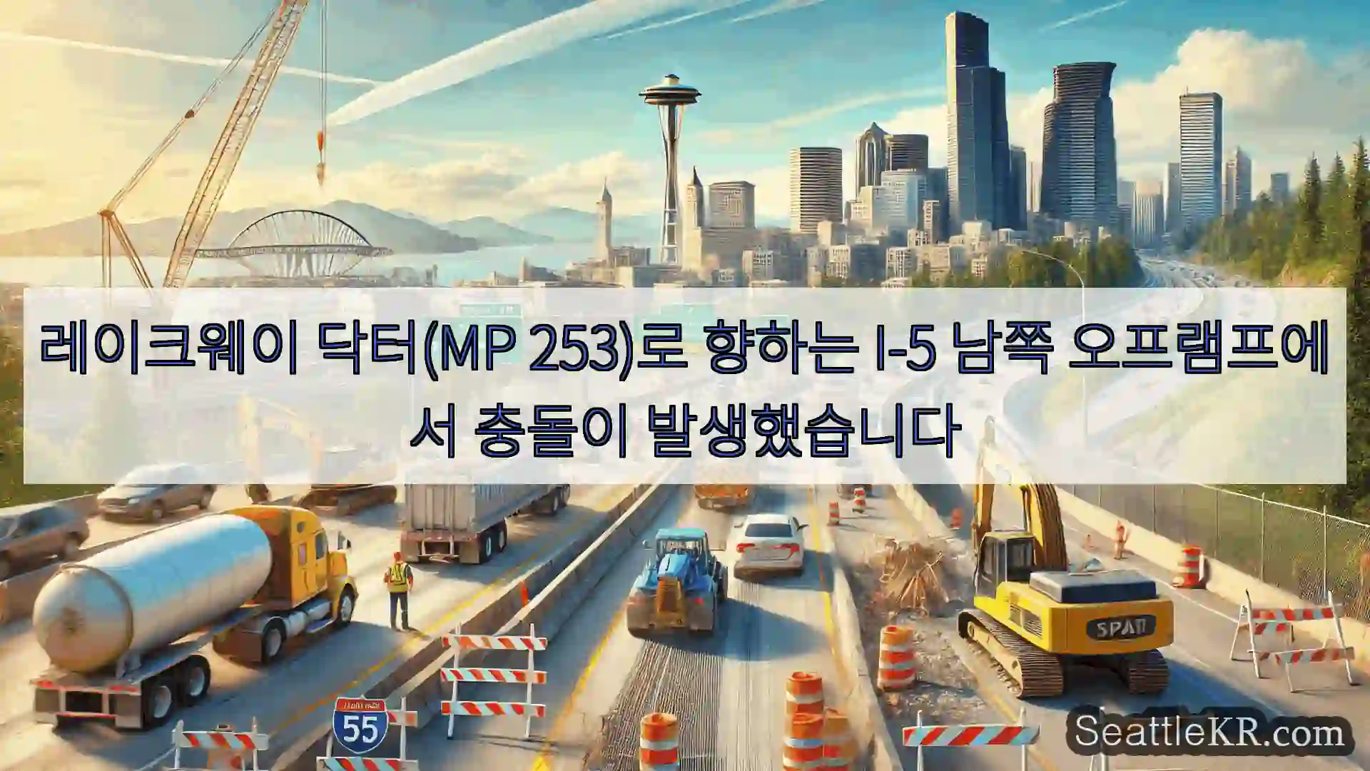 레이크웨이 닥터(MP 253)로 향하는 I-5 남쪽 오프램프에서 충돌이 발생했습니다