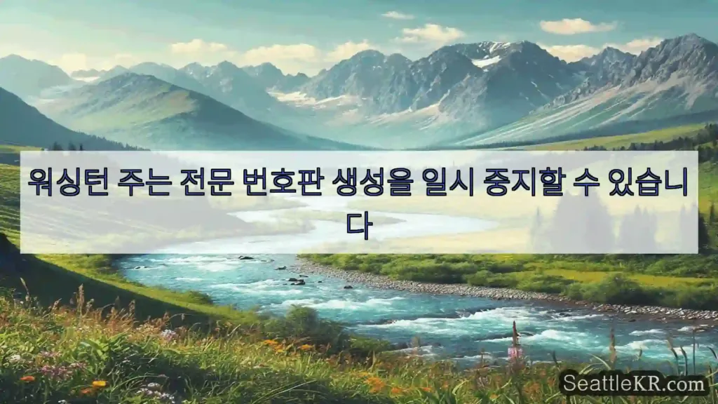 워싱턴 주는 전문 번호판 생성을 일시 중지할 수 있습니다