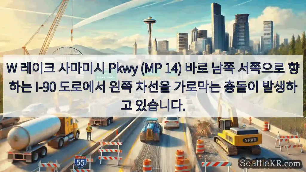 W 레이크 사마미시 Pkwy (MP 14) 바로 남쪽 서쪽으로 향하는 I-90 도로에서