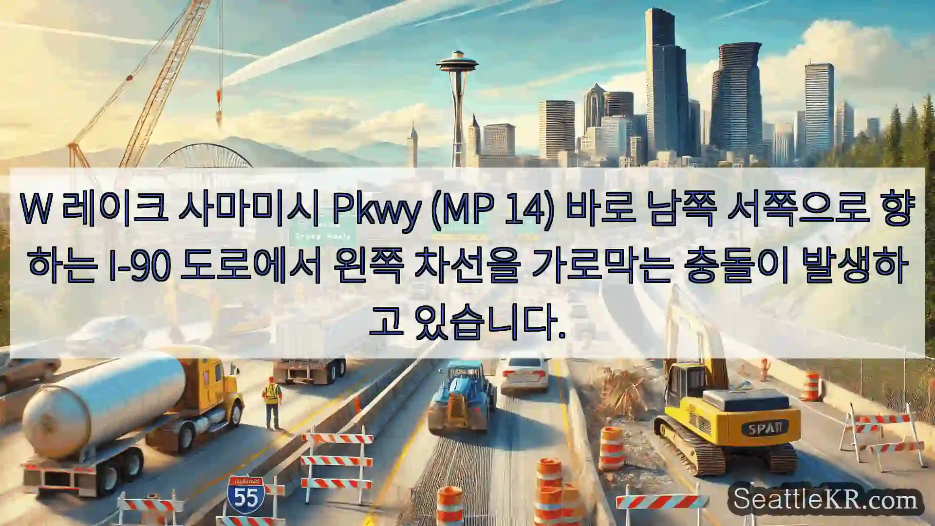 W 레이크 사마미시 Pkwy (MP 14) 바로 남쪽 서쪽으로 향하는 I-90 도로에서